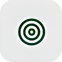 Green concentric circles on a white background.
