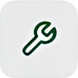 Green wrench icon on white background.