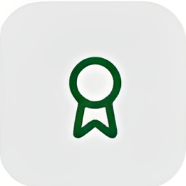 Green ribbon icon on white background.